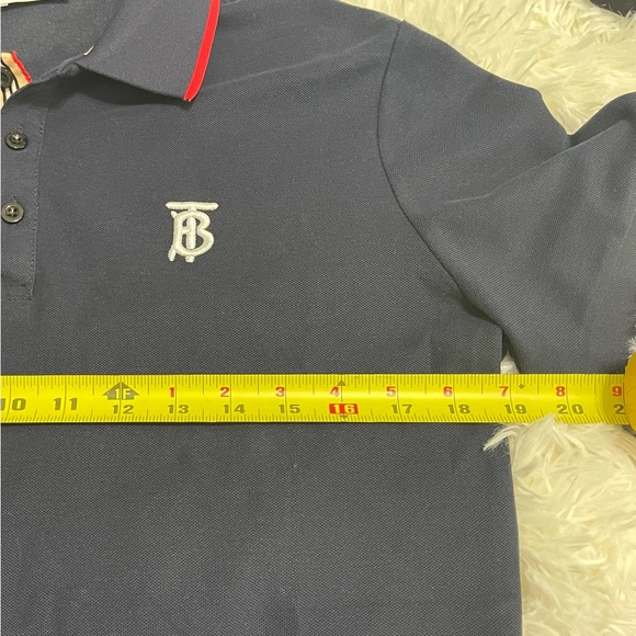 Like New Men’s Size Large Burberry Icon Stripes Walton Polo Shirt In Dark Navy - Picture 14 of 15